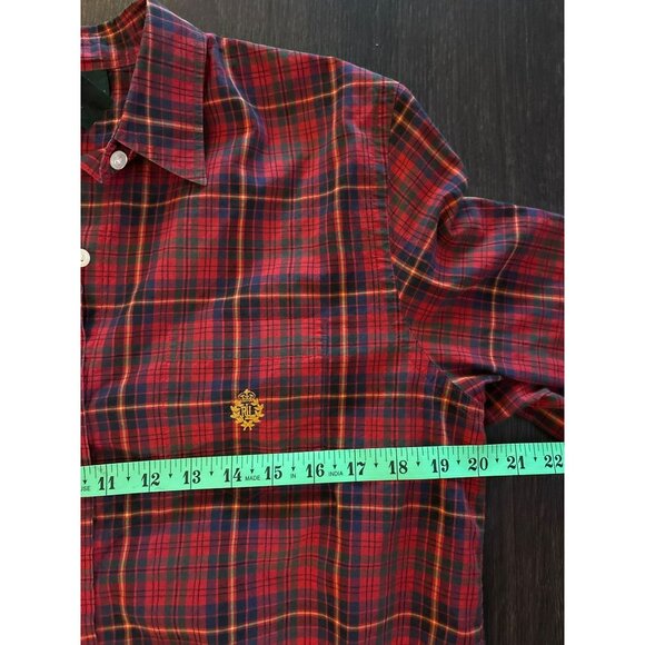 Lauren Ralph Lauren Red Plaid Long Sleeve Button-Down Shirt 100% Cotton Size L - Picture 6 of 7